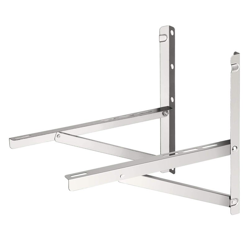 TURBRO Wall Mount Bracket for Mini Split Ductless Air Conditioner Heat Pump System, Foldable Stainless Steel Stand, Support Condenser up to 350 lbs (7,000-18,000 BTU), 1 Pair - Image 1